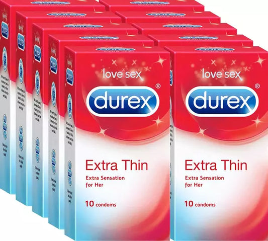 Durex Extra Thin Condoms For Men - 10 Count (Pack Of 10)